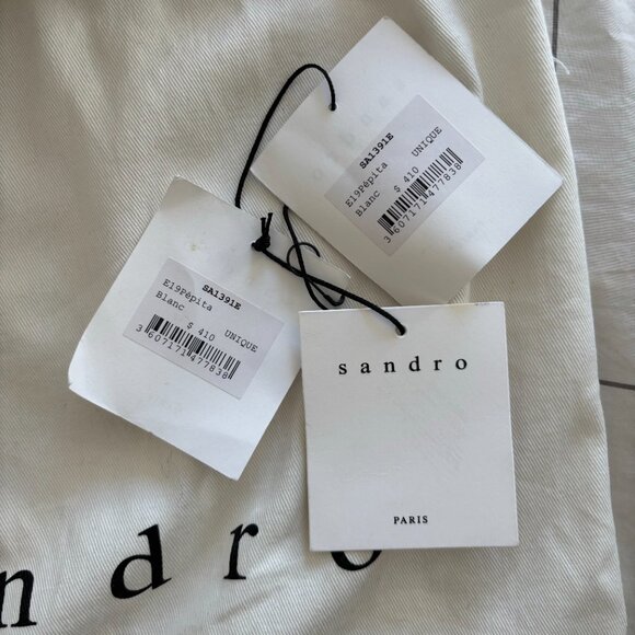 Sandro Pepita White Leather Perforated Shoulder Bag - Picture 12 of 13